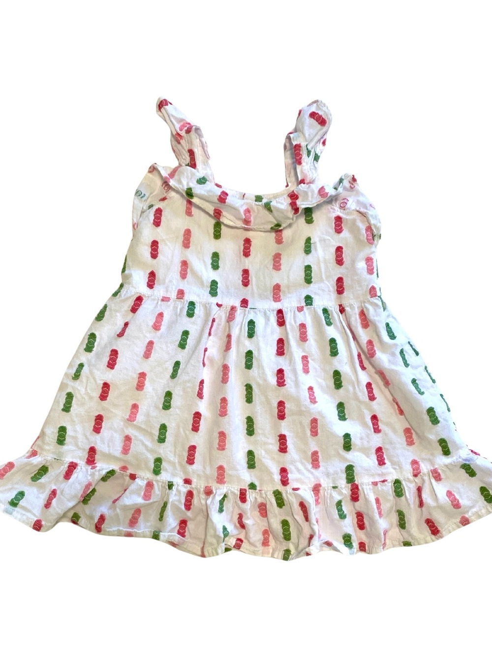 Janie & Jack Swiss Dot Jacquard Sundress pink green 6-12 months